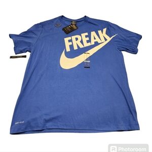 NWT Nike Men's XL Blue "Freak" Giannis Antetokounmpo Dri-fit shirt